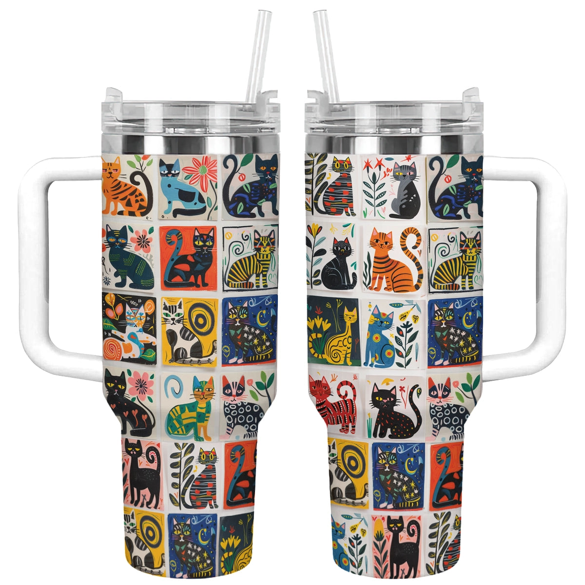 Shineful Tumbler Whimsical Cat Collage