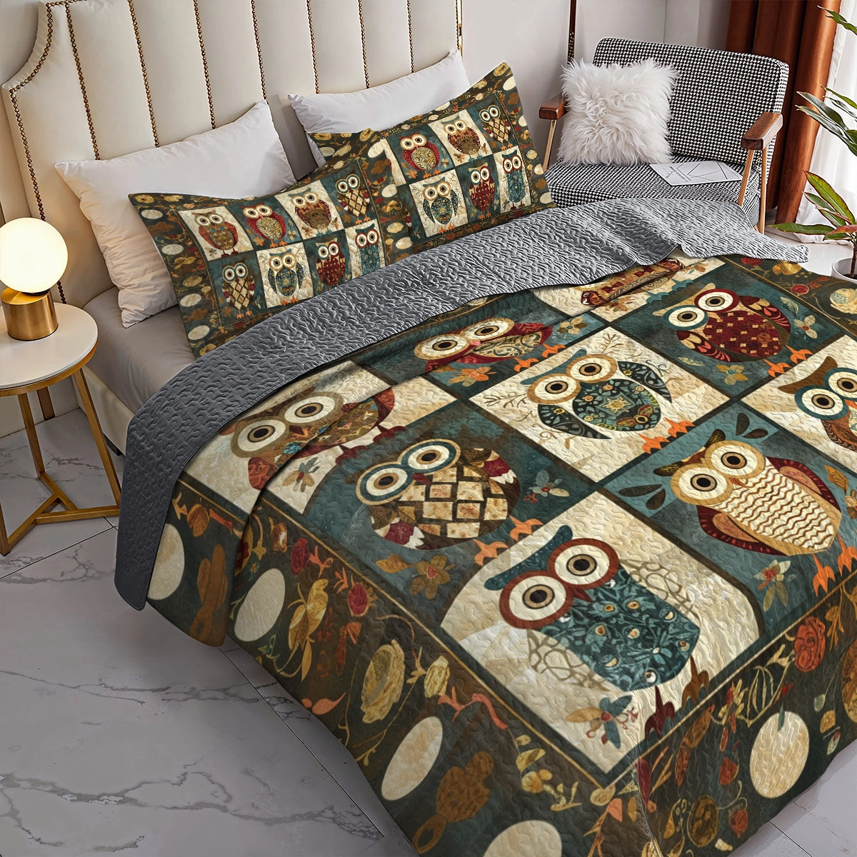 Shineful All Season Quilt 3-Piece Set Warmth Owl