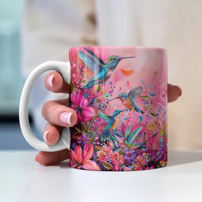 Tasse en céramique brillante Oiseau Embrasse la floraison