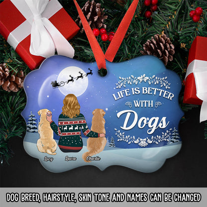 Life Is Better With Dogs Christmas - Personalized Custom Aluminium Ornament