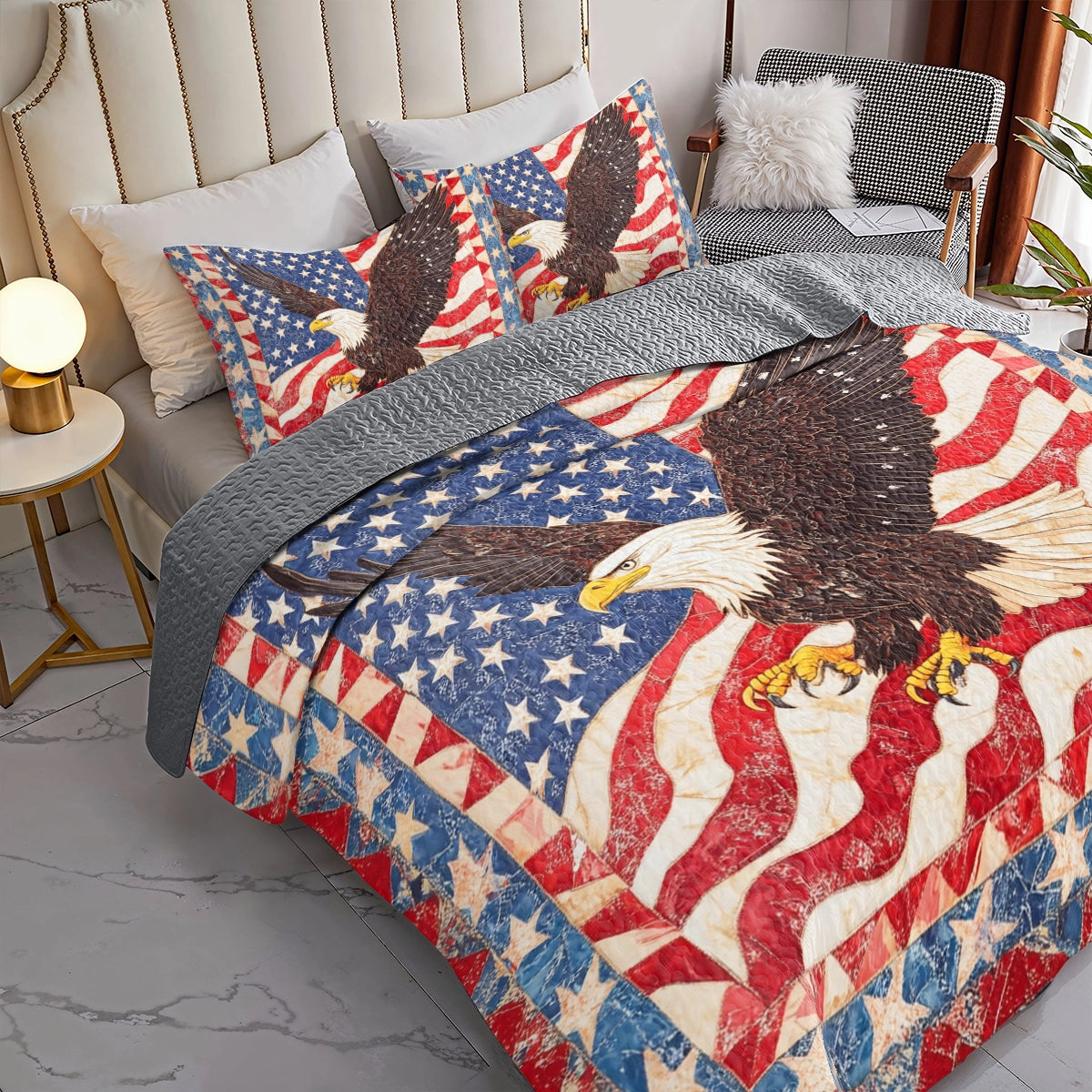 Shineful All Season Quilt 3-Piece Set Freedom Soars American