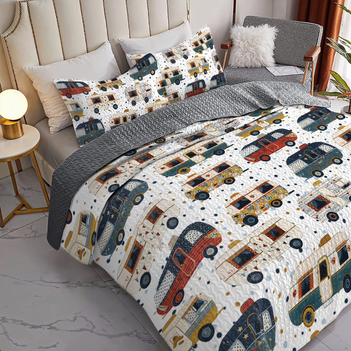 Shineful All Season Quilt 3-Piece Set Love Vintage Camper