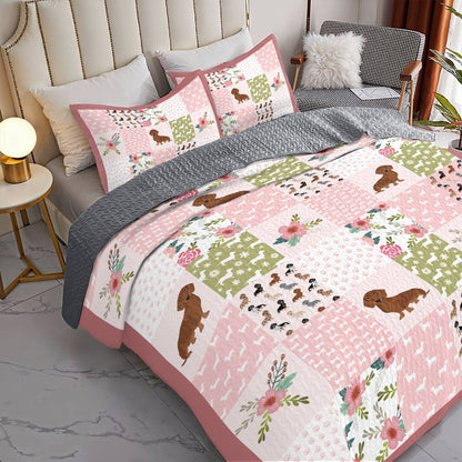 Shineful All Season Quilt 3-Piece Set Dachshund Dreams