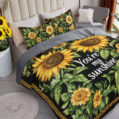 Shineful All Season Quilt 3-Piece Set Sunflower Quote