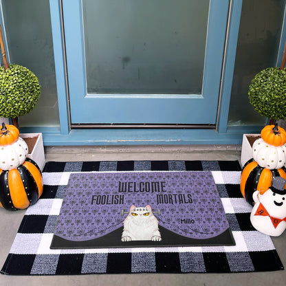 Shineful Doormat Personalized Welcome Foolish Mortals Cat