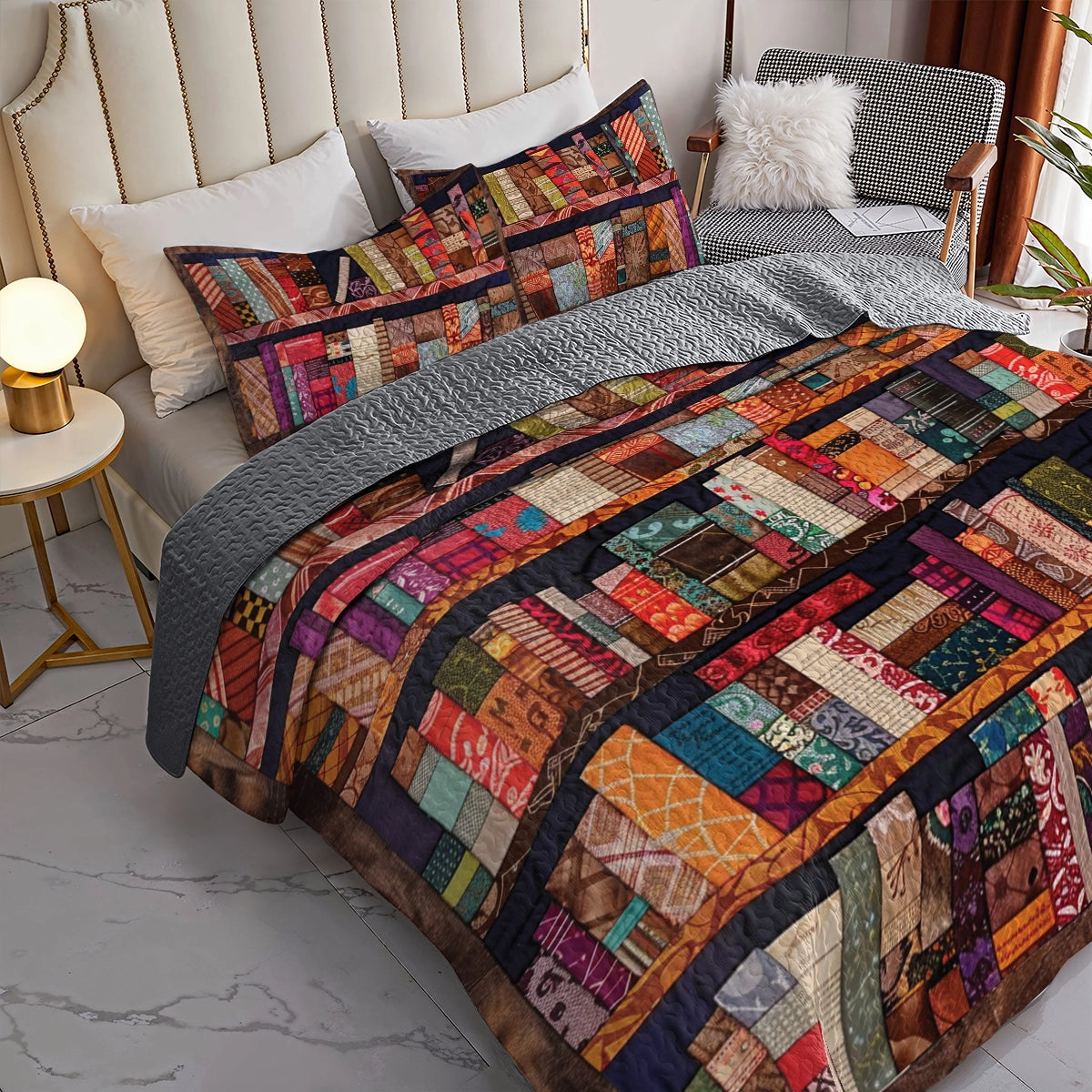 Shineful All Season Quilt 3-Piece Set Retro Library Book