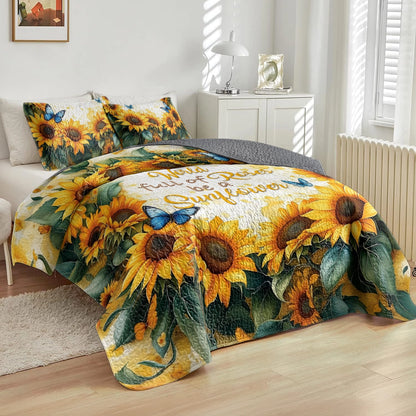 Shineful All Season Quilt 3-Piece Set - Butterfly Sunflower Serenity