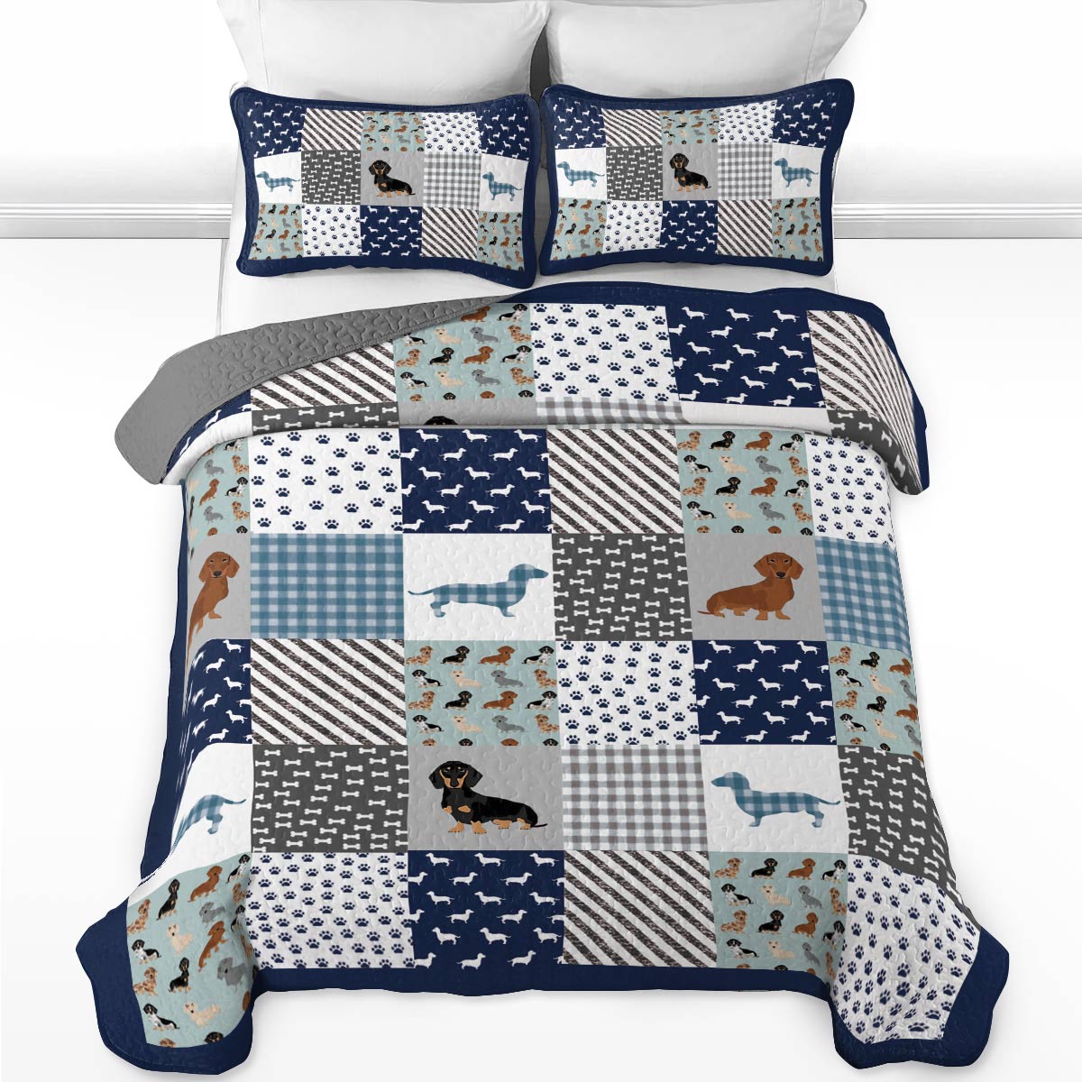 Shineful All Season Quilt 3-Piece Set Dachshund Delight