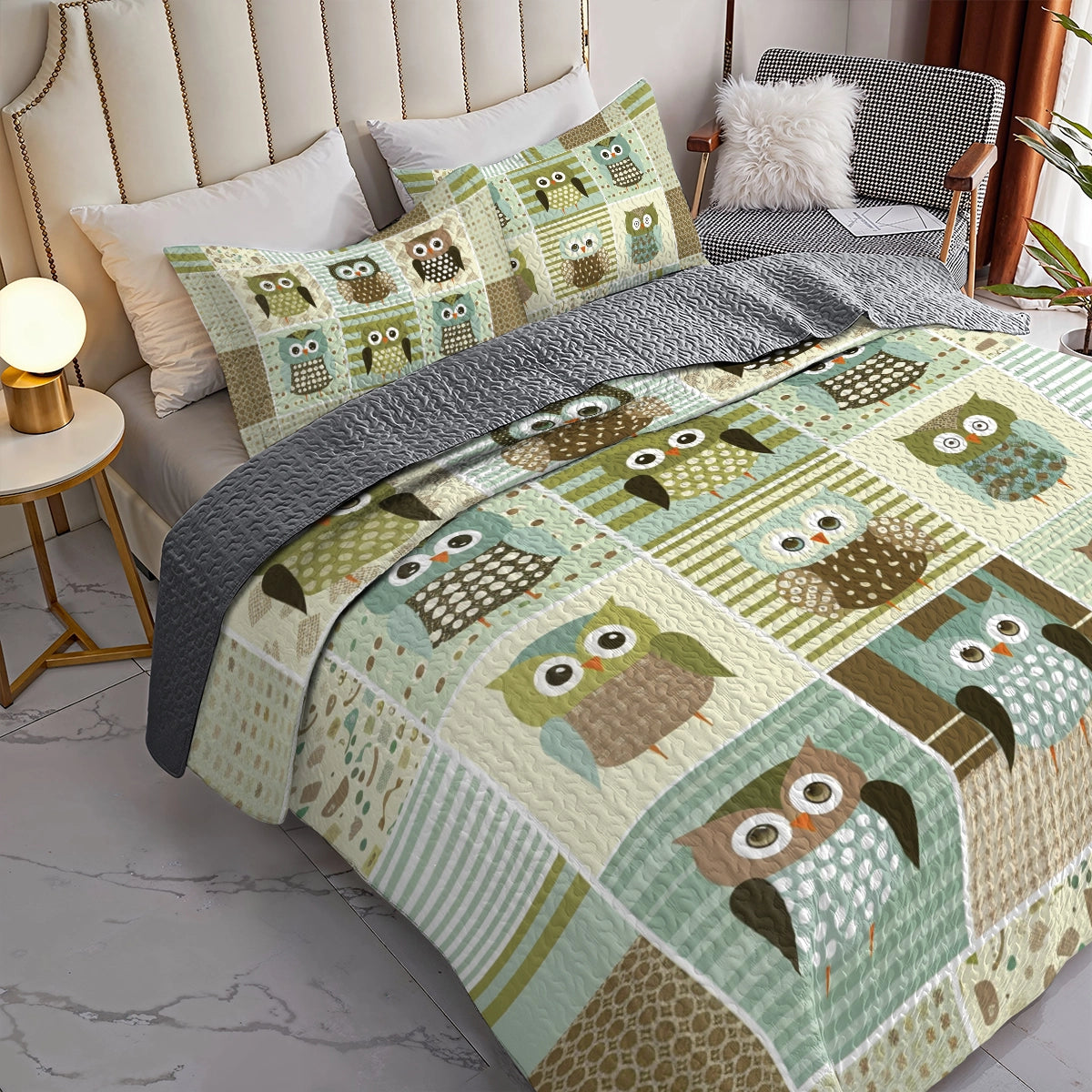 Shineful All Season Quilt 3-Piece Set Serene Owl