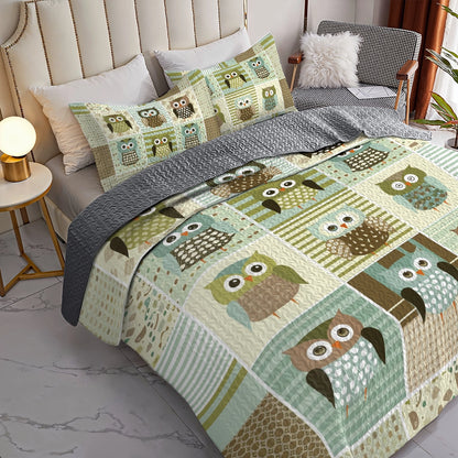 Shineful All Season Quilt 3-Piece Set Serene Owl