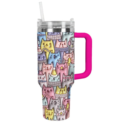 Cat 40 Oz Shineful™ Tumbler 3D Nl09 Hot Pink 40Oz