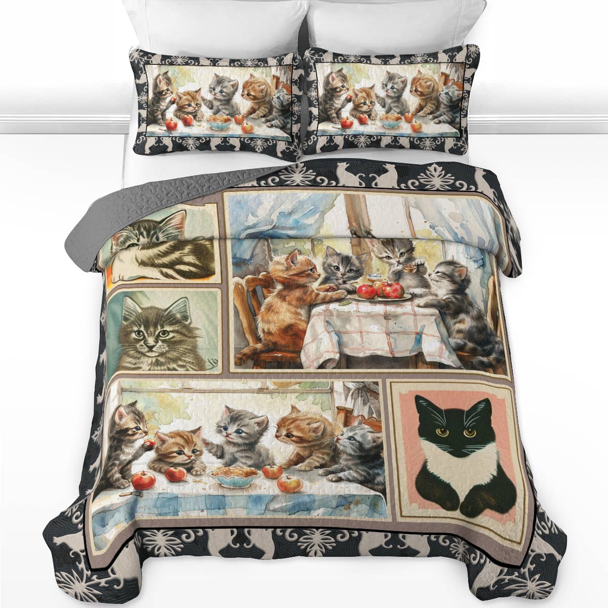 Shineful All Season Quilt 3-teiliges Set Elegante Katzen