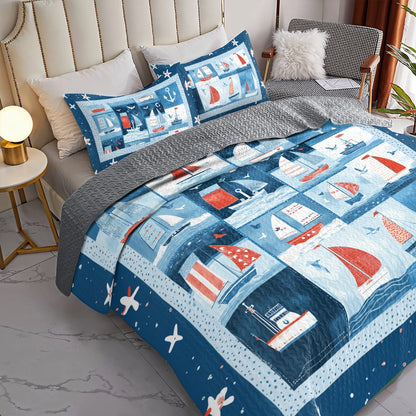 Shineful All Season Quilt 3-Piece Set Sailing Ocean Breeze