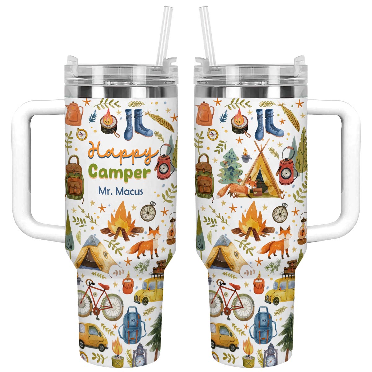 Shineful Tumbler Happy Camping Personalized