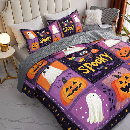 Shineful All Season Quilt 3-Piece Set Halloween Spooky Fun