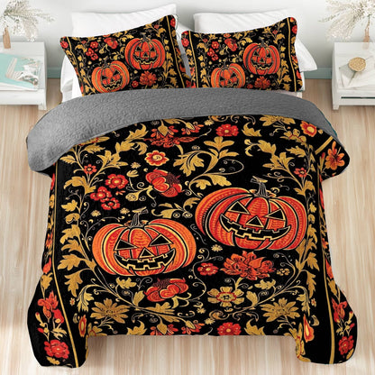 Shineful All Season Quilt 3-Piece Set Pumpkin Quilt