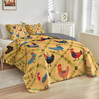 Shineful All Season Quilt 3-Piece Set - Chicken Cluckin' Cozy