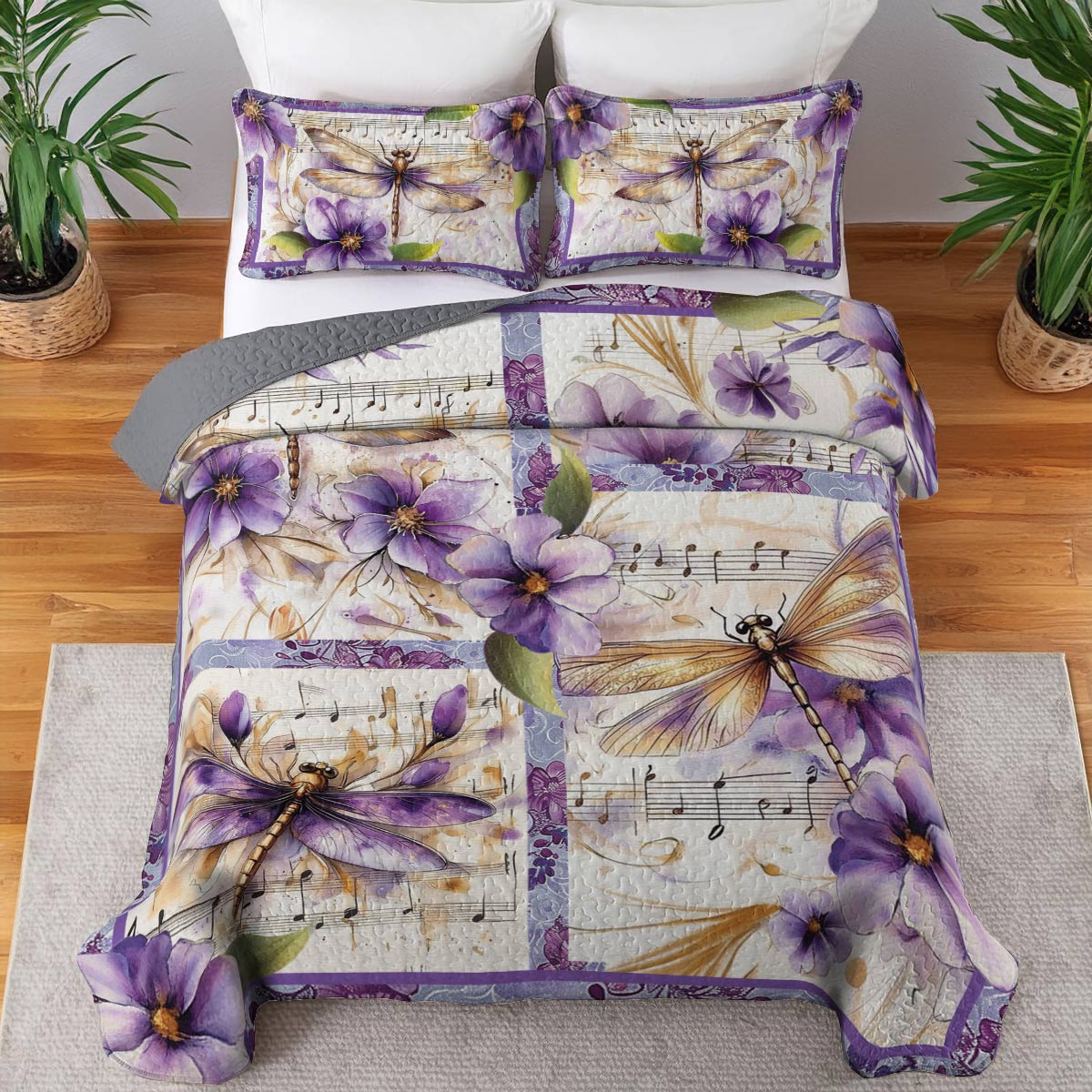 Shineful All Season Quilt 3-Piece Set Harmony Dragonfly