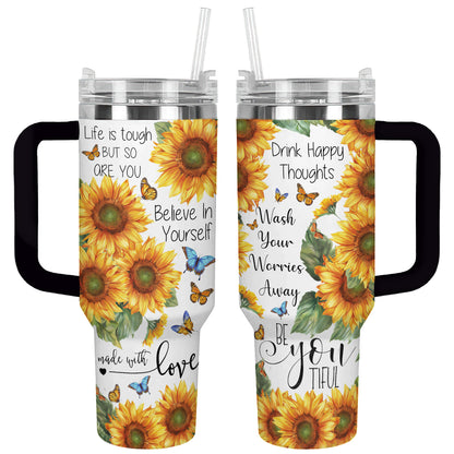 Shineful Tumbler Sunflower Happy Thoughts