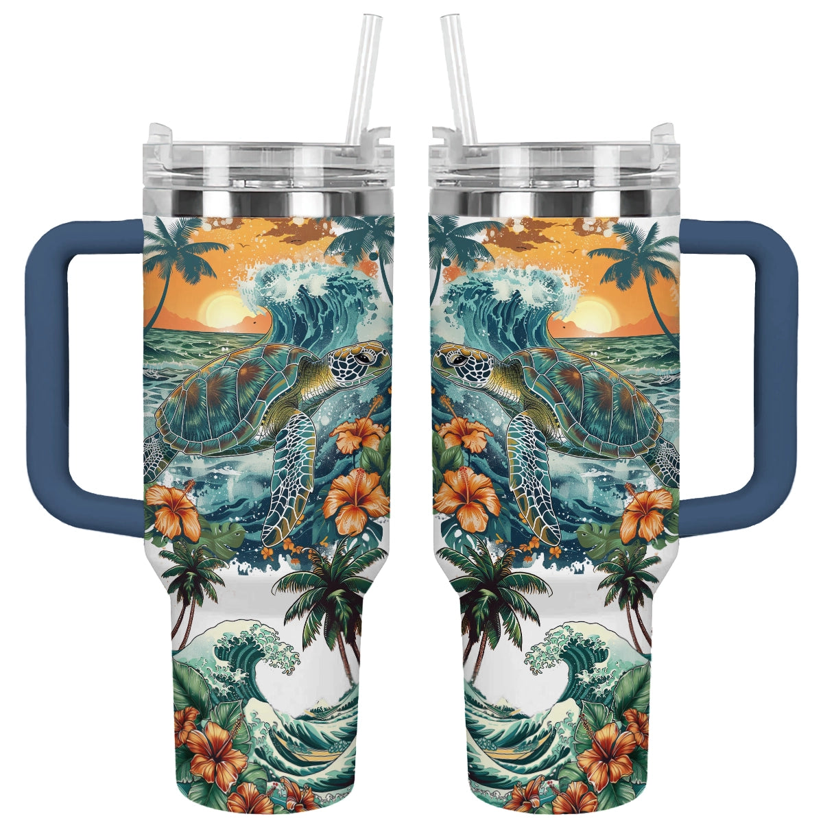 Shineful Tumbler Sunset Surf Sea Turtle