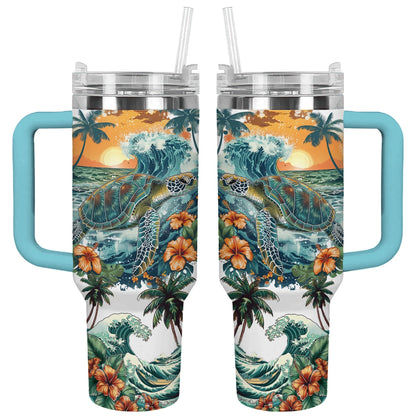 Shineful Tumbler Sunset Surf Sea Turtle