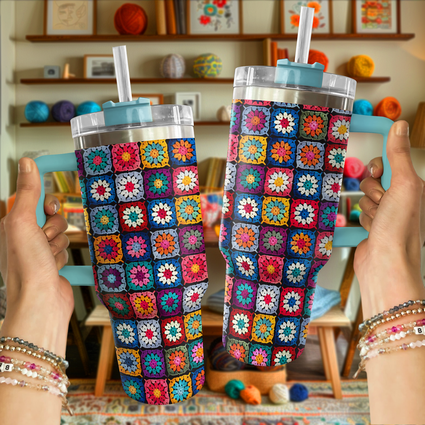 Shineful Tumbler Little Flowers Granny Squares