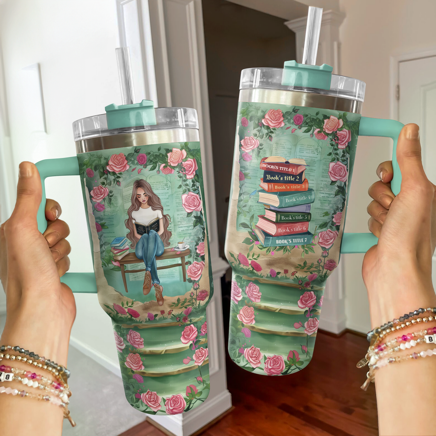 Shineful Personalized Tumbler Girl Loves Books