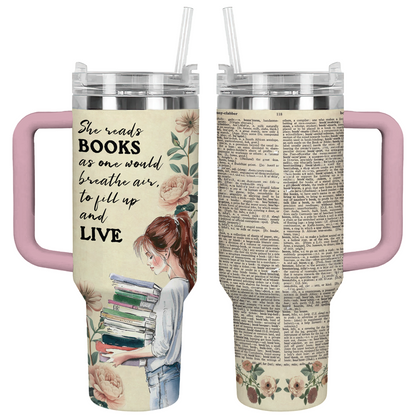 Shineful Tumbler Girl Loves Books