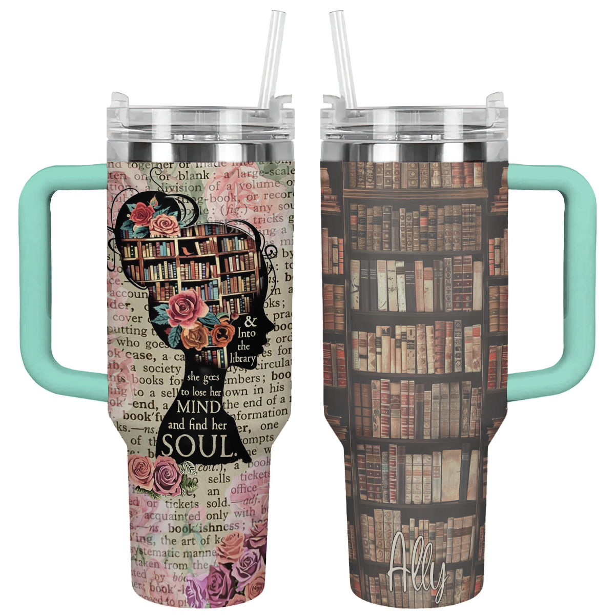 Shineful Personalized Tumbler & Into The Library She Goes To Lose Her Mind And Find Her Soul