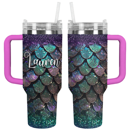 Shineful Glossy Personalized Tumbler Mesmerizing Teal And Purple Dragon Scale