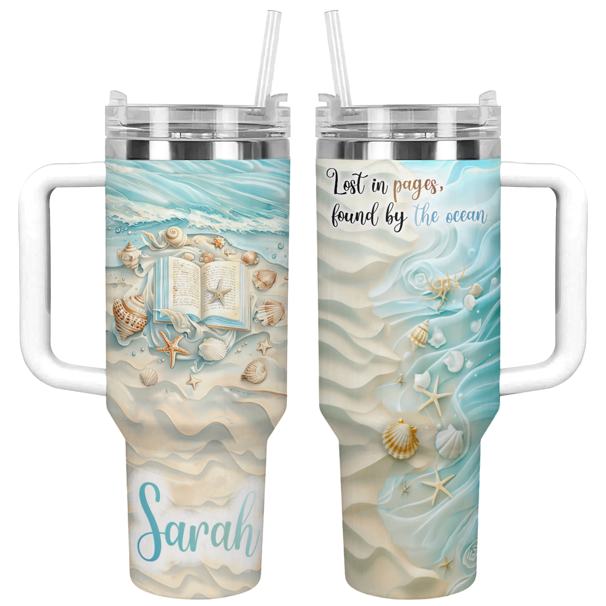 Shineful Tumbler Personalized Reading Beach Lover Lost In Pages Found By Ocean