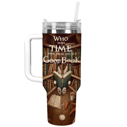 Shineful Tumbler Reading Lover White Rabbit In Bookland