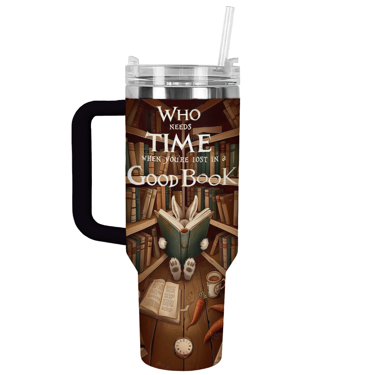 Shineful Tumbler Reading Lover White Rabbit In Bookland