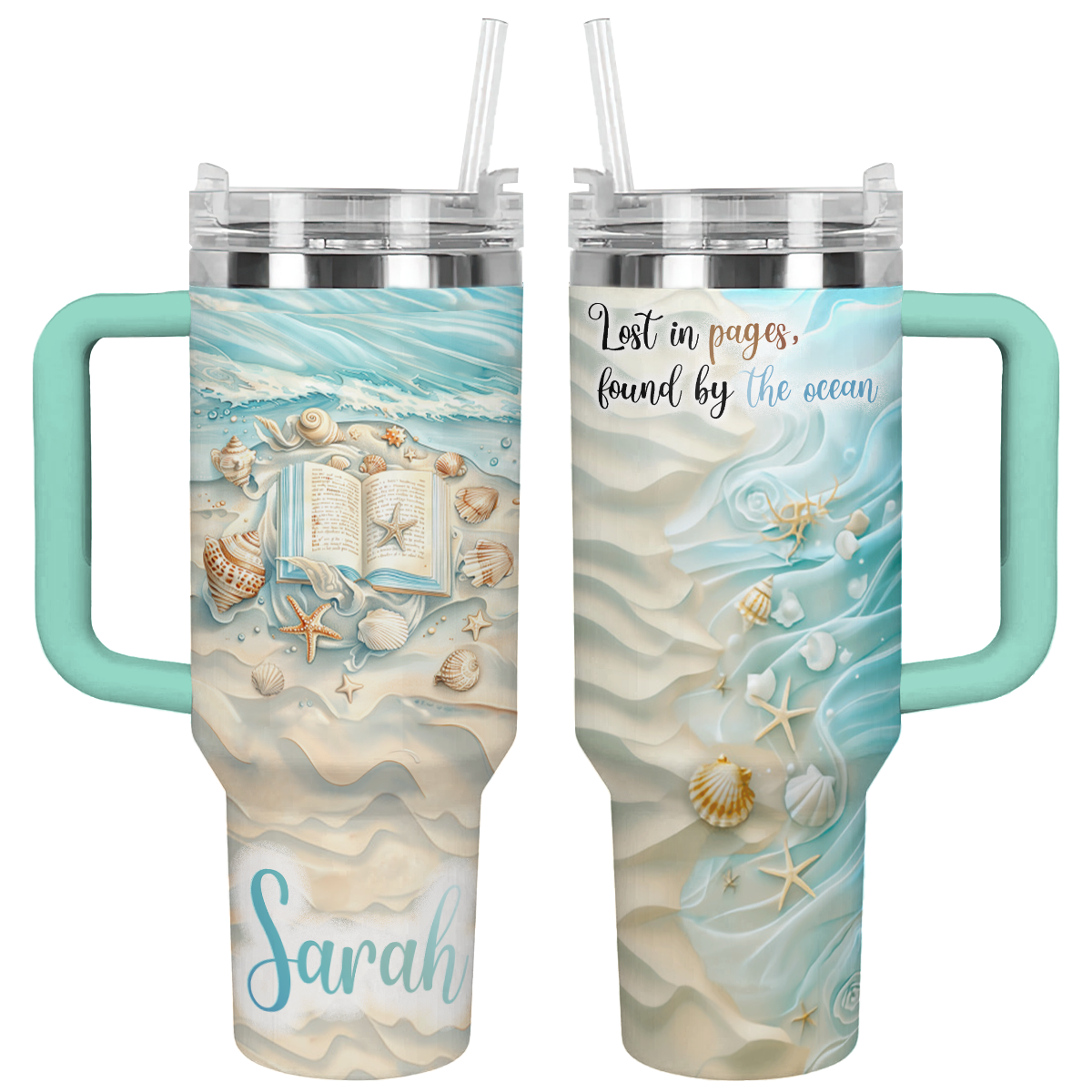 Shineful Tumbler Personalized Reading Beach Lover Lost In Pages Found By Ocean