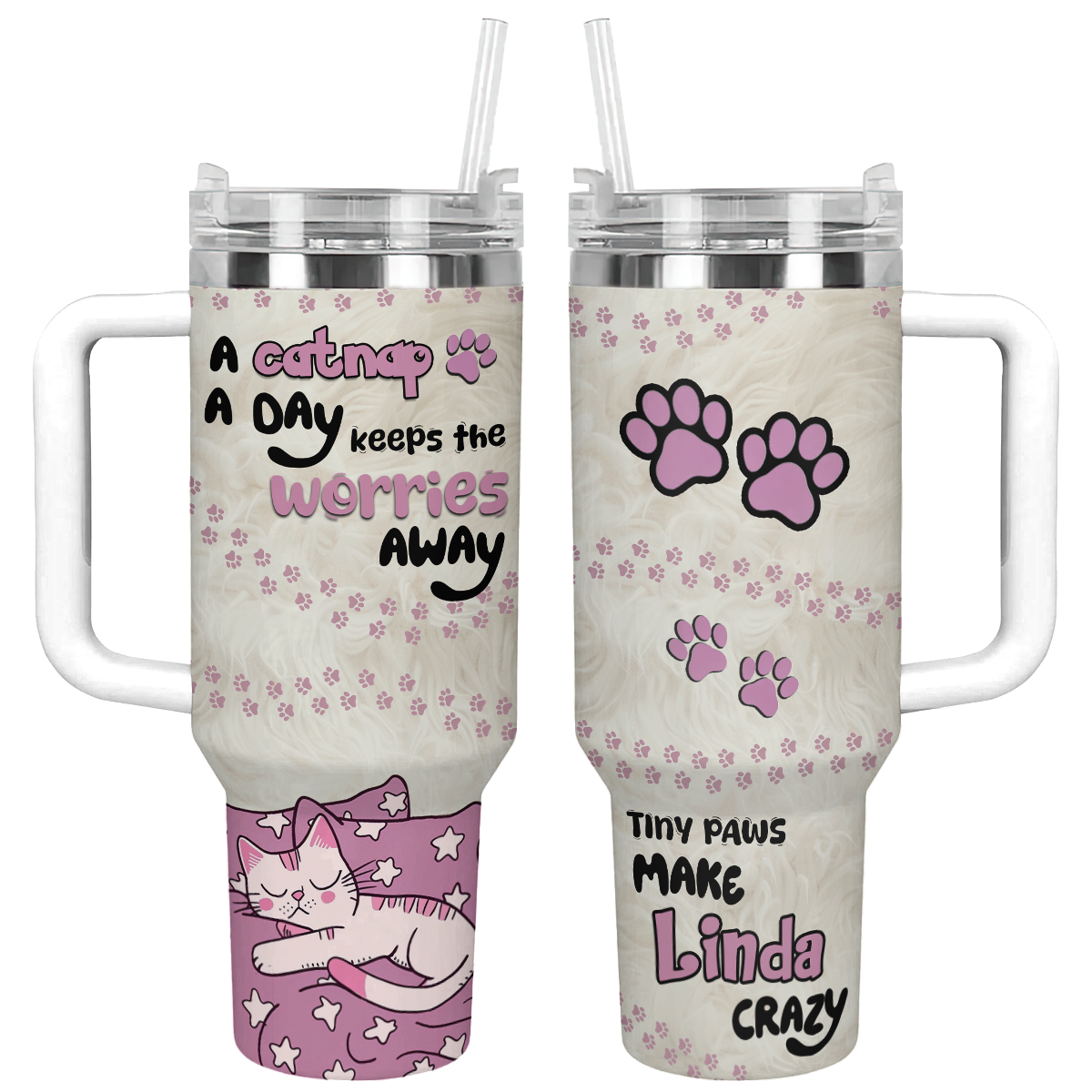 Shineful Personalized Tumbler Little Paws Cat Lover