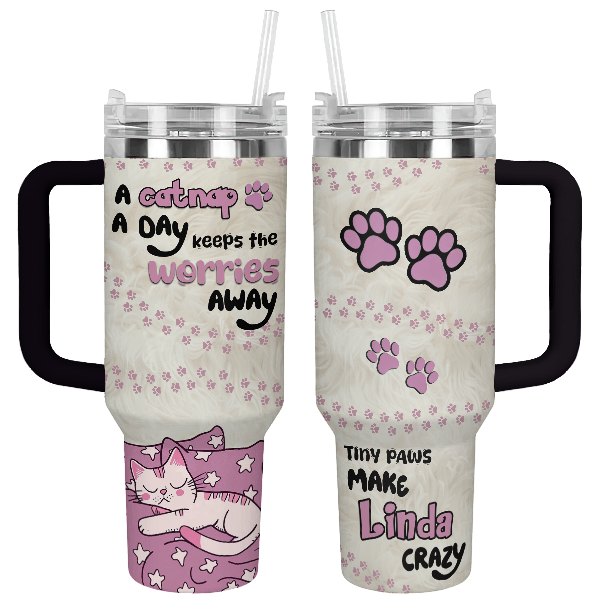 Shineful Personalized Tumbler Little Paws Cat Lover