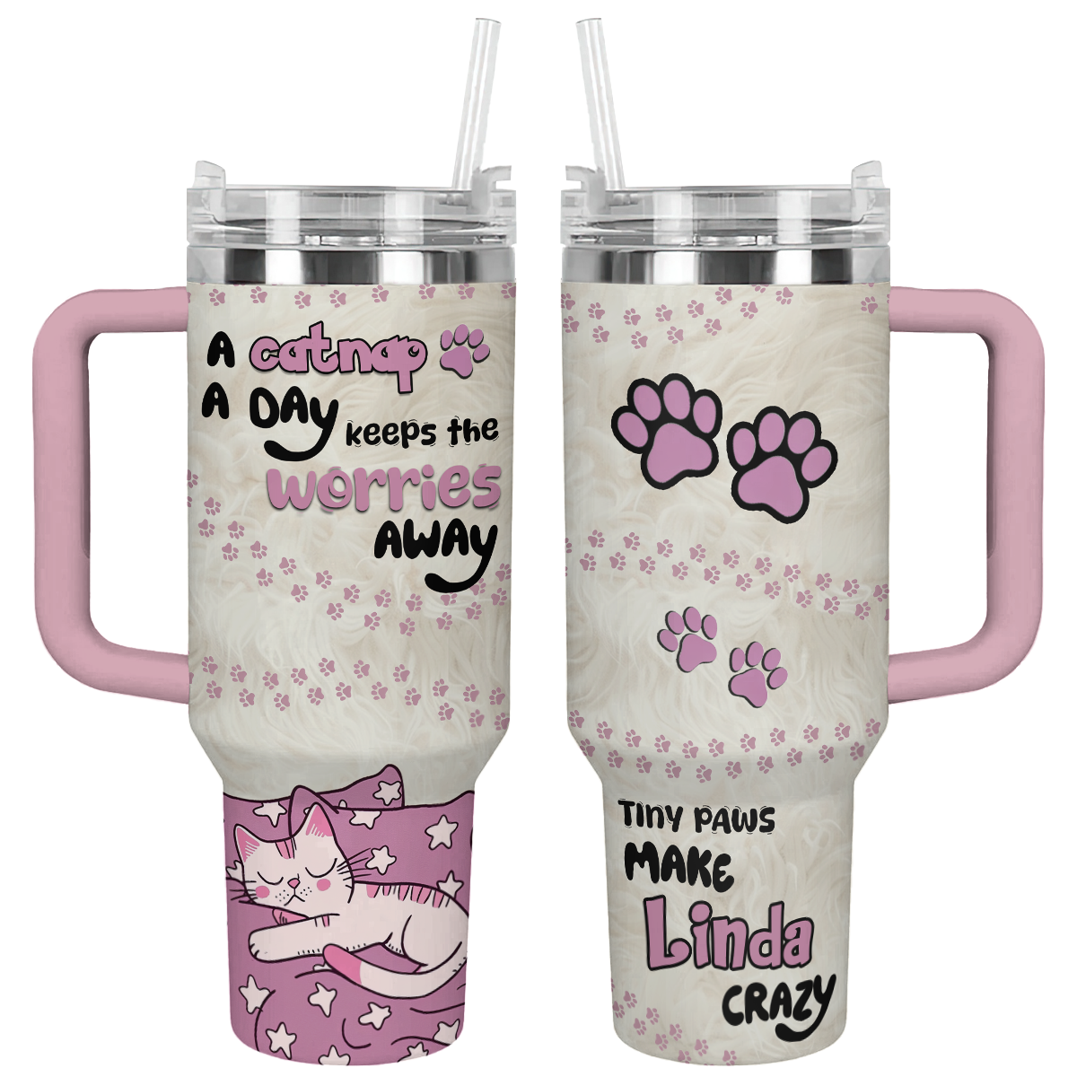 Shineful Personalized Tumbler Little Paws Cat Lover