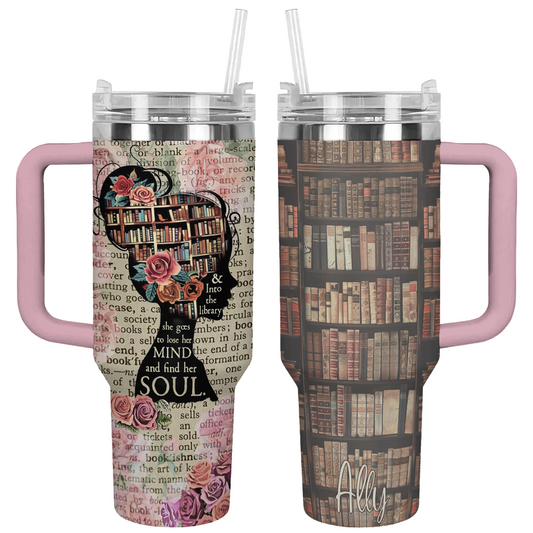 Shineful Personalized Tumbler & Into The Library She Goes To Lose Her Mind And Find Her Soul