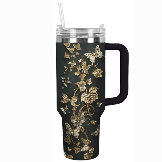 Shineful Glossy Tumbler Charming Golden Butterflies