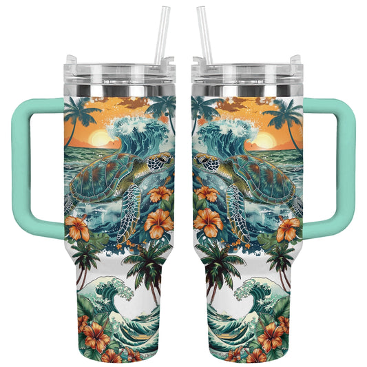 Shineful Tumbler Sunset Surf Sea Turtle