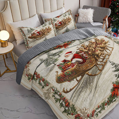 Shineful All Season Quilt 3-Piece Set Vintage Christmas Lovely