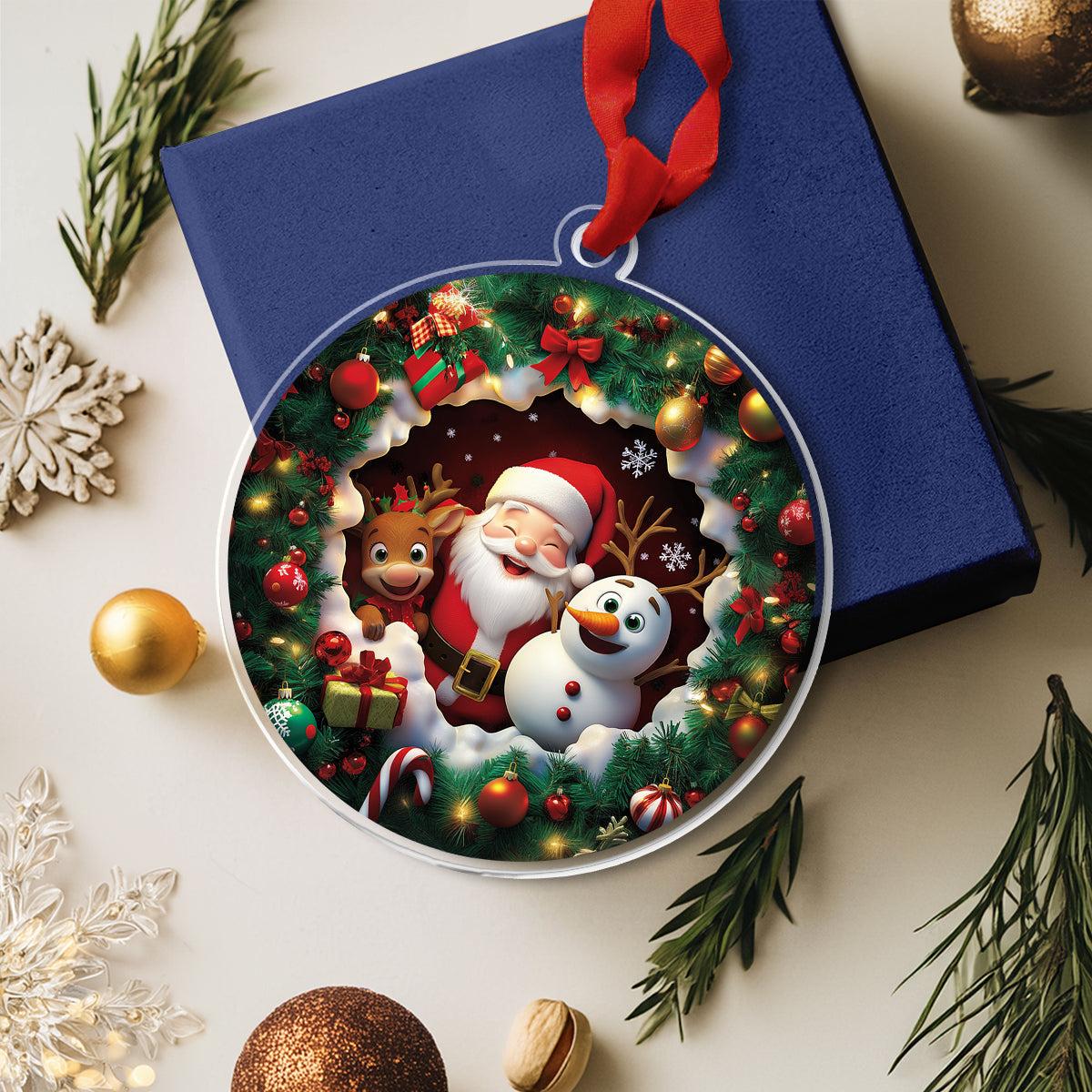 Shineful 2D Acrylic Ornament - Santa and Friends Holiday