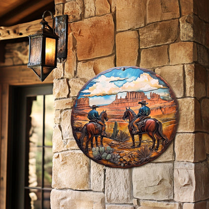 Shineful 2D Metal Sign Cowboy Vista Round