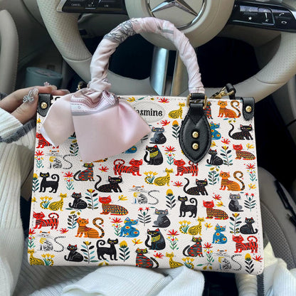 Shineful Leather Bag Personalized Cute Whimsical Cat