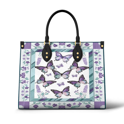 Shineful Leather Bag Purple Butterfly & Floral