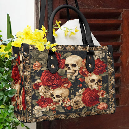 Shineful Leather Bag Crimson Skull Bloom