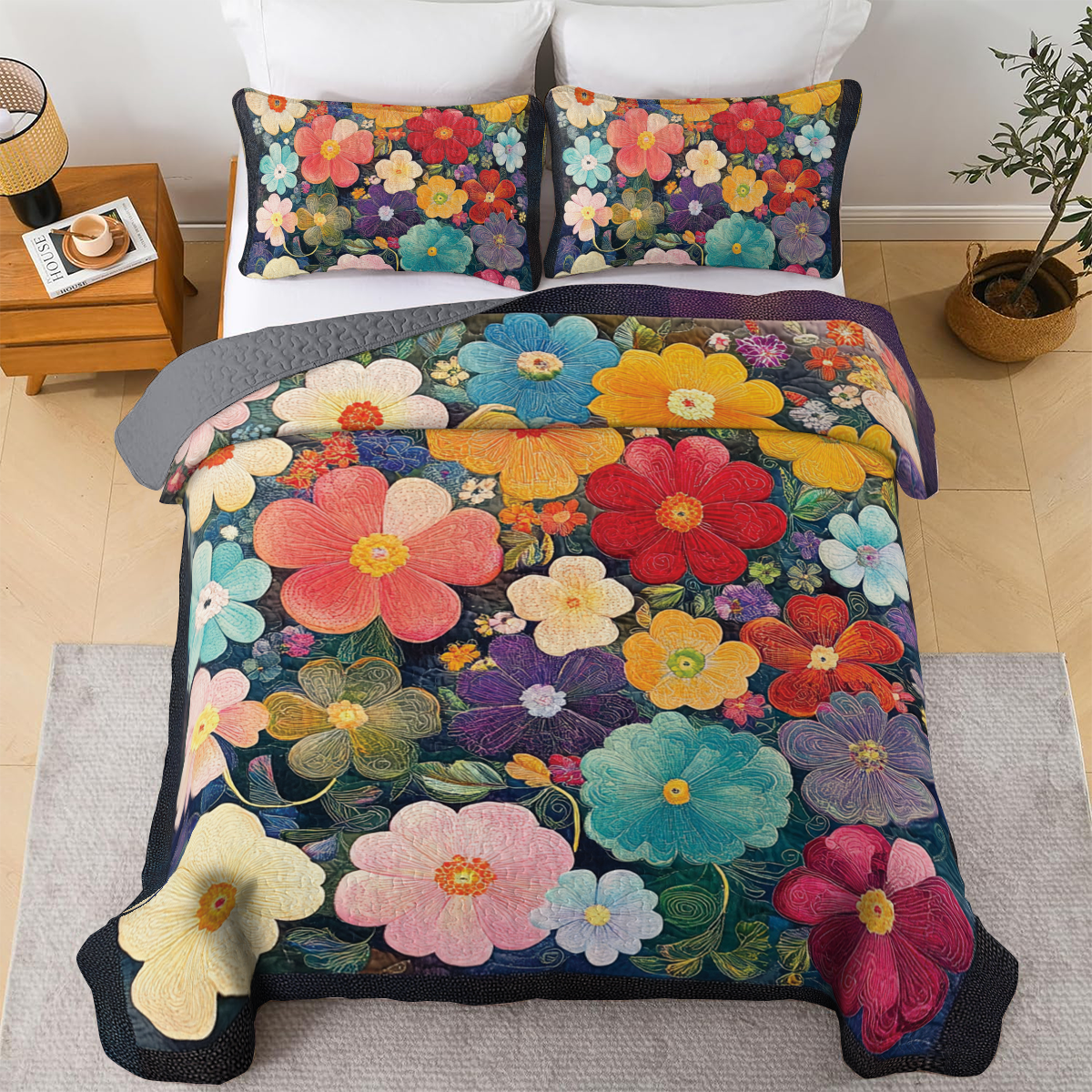 Shineful All Season Quilt 3-teiliges Set - Boho Bloom