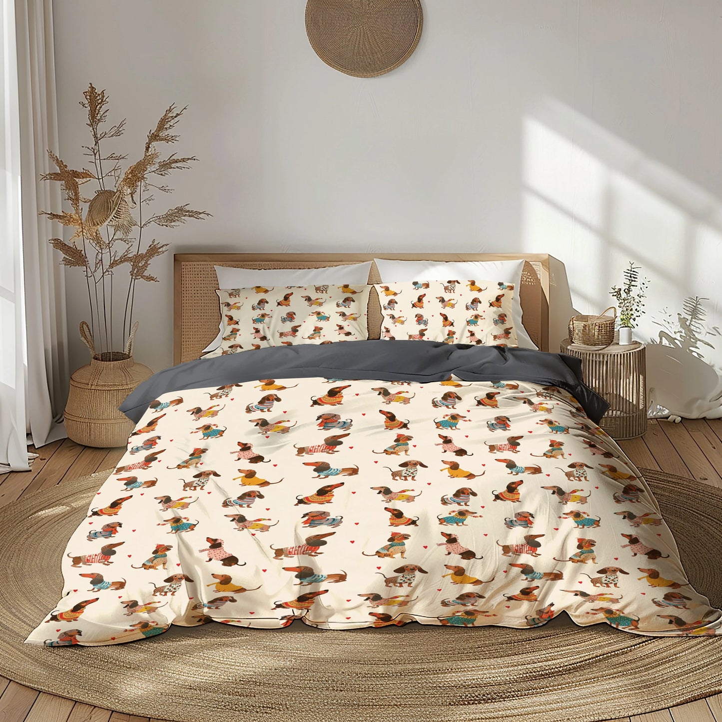 Shineful 3 Pieces Duvet Cover Set Dachshund Fashion