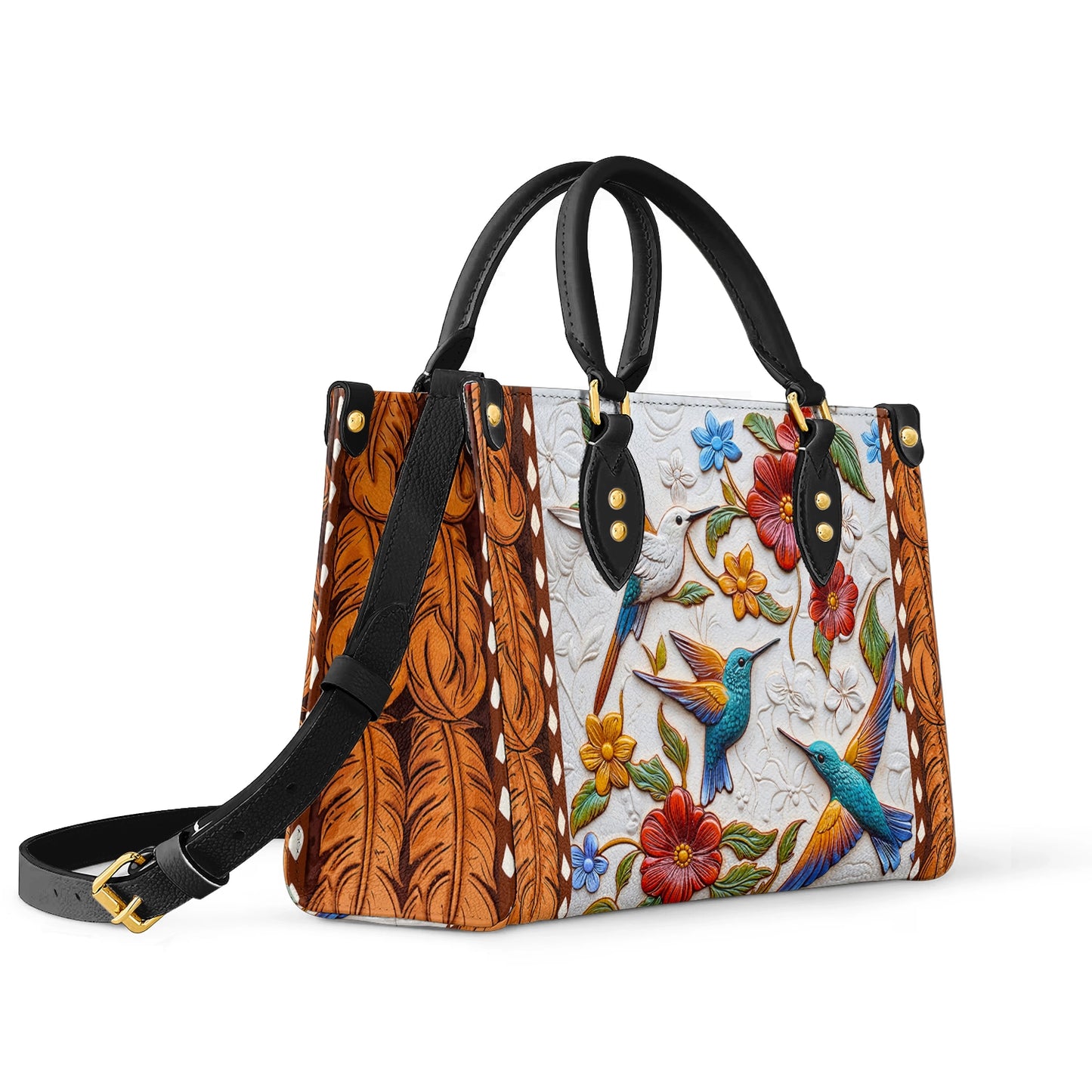 Shineful Leather Bag Hummingbird Blossom Flight