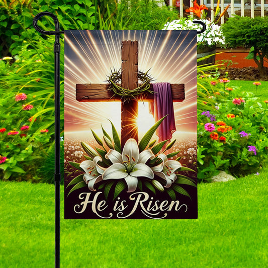 Shineful Garden Flag 12" x 18" Cross of Resurrection